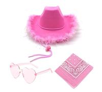 1 Women'S Cowboy Hat, Comes With 1 Pocket Square And 1 Heart Shaped Sunglasses, Cosplay Accessories, Party Wear Accessories, Fashion Clothing Accessories