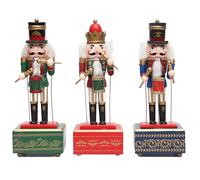 SHATCHI 30cm Musical Box Wooden Christmas Nutcrackers Drummer Animated Clockwork Puppet Figurines Home Decoration Ornament - Supplied One