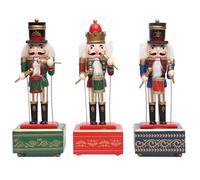 SHATCHI 30cm Musical Box Wooden Christmas Nutcrackers Drummer Animated Clockwork Puppet Figurines Home Decoration Ornament - Supplied One