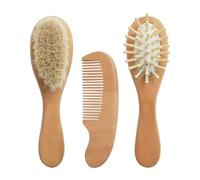 1 Wooden Wool Brush, 1 Air Bag Comb, 1 Flat Comb, Care Set, Newborn Products, Baby Accessories, Baby Hair Comb, Soft Brush, Bath Cleaning Tools