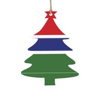 1 Wooden Xmas Tree Ornaments, Flag of The Gambia Print Christmas Party Decoration Wood Pendant, for Home Crafts Hanging