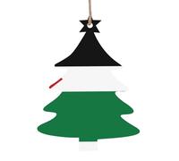 1 Wooden Xmas Tree Ornaments, Flag of The State of Palestine Print Christmas Party Decoration Wood Pendant, for Home Crafts Hanging