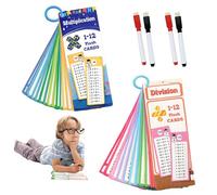 1 x 1 Flashcard Set - 30 Pieces Disposable Table Learning Cards with 4 Wipe-Clean Pens, for Multiplication and Division with Exercise Sheets, Calculation Aids, Maths Exercise Cards