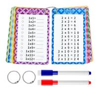 1 x 1 Learning Game, Multiplication Cards Set, Multiplication Cards for Children, Disposable Cards with Erasable Pens and Binder Ring, First Day of School Gift for Boys and Girls