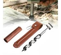 1 X 10'' Extended Hand Auger Wood Drill, Sharper Settlers Wrench for Easy Wood Drilling, Manual Hand Drill Bit with Holster, Outdoor Survival Gear Tool for Camping,Bushcrafting, Peg Hole Maker