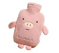 1 X 1000Ml Hot Water Bottles with Cover, Cartoon Pig Plush Soft Hot Water Bottle Pink Girl Removeable & Washable Bottle Cover Hot Water Bag Hand Warmer with Pure Plush