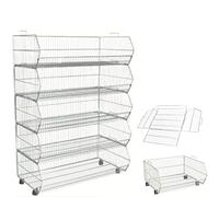 1 x 100Cm Heavy Duty Stackable Wire Storage Bin Rack Veg Fruit Basket for Shop (1 METER OR 100CM STACKABLE BASKET)