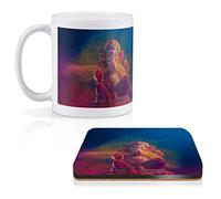 1 x 11oz (284ml) White Ceramic Mug Cup & 1 x Square Wooden Cork Coaster - Lord Ganesha God Hindu Design for Coffee Tea Drinks Kitchen Birthday Office #45613
