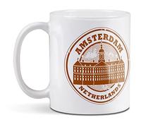 1 x 11oz (284ml) White Ceramic Mug Cup - Amsterdam Netherlands Travel Design for Coffee Tea Drinks Kitchen Birthday Office Fun #4295