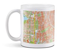 1 x 11oz (284ml) White Ceramic Mug Cup - Amsterdam Urban Street Map Design for Coffee Tea Drinks Kitchen Birthday Office Fun #3034