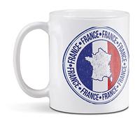 1 x 11oz (284ml) White Ceramic Mug Cup - France Flag Map Europe French Design for Coffee Tea Drinks Kitchen Birthday Office Fun #5167