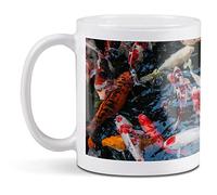 1 x 11oz (284ml) White Ceramic Mug Cup - Koi Carp Pond Fish Japanese Design for Coffee Tea Drinks Kitchen Birthday Office Fun #21766