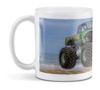 1 x 11oz (284ml) White Ceramic Mug Cup - Monster Truck Big Wheel Stunt 4x4 Design for Coffee Tea Drinks Kitchen Birthday Office Fun #16087