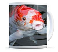 1 x 11oz (284ml) White Ceramic Mug Cup - Pretty Koi Carp Fish Pond Design for Coffee Tea Drinks Kitchen Birthday Office Fun #16427