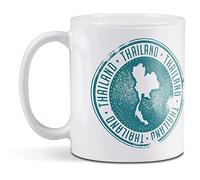1 x 11oz (284ml) White Ceramic Mug Cup - Repubblica of Thailand Map Travel Design for Coffee Tea Drinks Kitchen Birthday Office Fun #9282