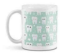 1 x 11oz (284ml) White Ceramic Mug Cup - Teeth Pattern Dentist Dental Nurse Design for Coffee Tea Drinks Kitchen Birthday Office Fun #14414