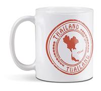 1 x 11oz (284ml) White Ceramic Mug Cup - Thailand Asia Bangkok Travel Map Design for Coffee Tea Drinks Kitchen Birthday Office Fun #4536
