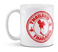 1 x 11oz (284ml) White Ceramic Mug Cup - Thailand Thai Bangkok Map Travel Design for Coffee Tea Drinks Kitchen Birthday Office Fun #4485