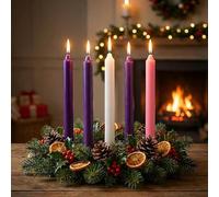 1'' x 12'' Christmas Advent Candles Without Wreath or Holder (2.5cm x 30cm) Set of 5 Candles. Christmas Candles