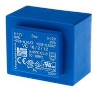 1 x 12V ac 2 Output Through Hole PCB Transformer 16VA