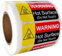 1 x 2 Inch Do Not Touch Hot Caution Stickers - Waterproof Fluorescent Red Hot Flame Shipping Stickers - 500 Pcs Danger Safety Warning Sign Vinyl Labels