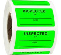 1 X 2 Inch Inspected by Rectangle Labels - Quality Control Inventory Labels 500 Green Label Fluorescent Square Adhesive Stickers for Handling Shipping Warehouse Inventory/Quality Control Organization