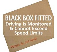 1 x 200x87mm Black Box Fitted Driving is Monitored and Cannot Exceed Speed Limits Window Car Van Sticker Sign Truck Learner Beginner New Pass Plus Insurance Speed Limit Warning Safety Monitored F14