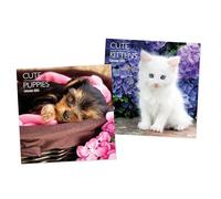 1 X 2025 Kittens/Puppies Square Hangable Monthly Wall Calendar (CUTE KITTEN)