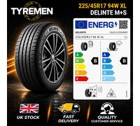 1X 225 45 17 DELINTE DS2 GREAT B/B RATED BRAND NEW HIGH QUALITY TYRE M+S XL 94W