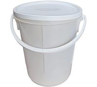 1 x 25L Litre White Multi-Purpose Storage Bucket with Plastic Handle, Tamper Evident Lid, Measuring Guide For Food Storage, Home Brew, Garden and Garage Storage, Fermentation, Bait Buckets