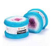 1 x 260g Yarn Flowers Moonlight, 1000m (1093 Yards) Glitter Cotton Yarn, Silvery Cake, Multicolor Cotton, Soft, Rainbow Crochet, Metallic Lurex handknit Shiny (3294)