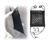1 x 3-layer car seat storage net, with 2 x black carabiners, car back seat black elastic mesh bag storage bag, dog insulation net, child protection fence, 30 x 28 cm.