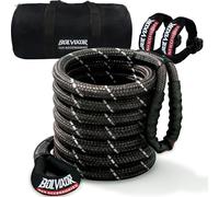 1" x 30ft Heavy-Duty Kinetic Tow Rope 48,500 lbs Breaking Strength 30%+ Elasticity Reflective Recovery Rope with 2 Soft Shackles for Off-Road Truck, Jeep, SUV, ATV, UTV, Tractor - Black