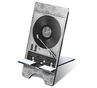 1 x 3mm MDF Mobile Phone Stand - BW - Retro Old Vinyl Record Player Music Wooden Stand Holder for Mobile Phone, Smartphone #43444