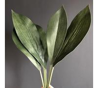 1 x 4 stem Large Faux Leaves, Faux Greenery, Giant Plant Foliage Stems - Large Artificial Green Leafy Succulent Plant, Realistic Green Faux Orchid Leaves - Realistic Likelike Fake Leaf