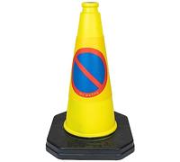 1 x 460mm High "No Waiting" Traffic Cones in Yellow - Strong and Durable Outdoor Cones with Very Low Centre of Gravity - U.K Made Safety Cones