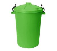1 x 50L Litre Heavy-Duty Lime Green Plastic Bin Dustbin Waste Bin Dustbin Trash Can Refusal Storage Unit Garden Dustbin with Clip Locking Lid For Recycle Home Kitchen Rubbish Animal Feed Made in UK