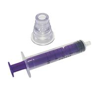 1 X 5ML QUALICARE ORAL ENTERNAL MEDICINE BABY ELDERLY DOSAGE NON-STERILE LATEX FREE DISPOSABLE PURPLE SYRINGE WITH BOTTLE ADAPTER