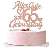 1 x 65th Birthday Glitter 65th Birthday Cake Topper Happy Birthday Cake Topper 65th Anniversary Party Cake Topper Rose Gold