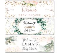 1 x 6FT Large Banner | Personalised Baby Shower Banner | Baby Shower Banner Decorations | Baby Shower Props | Baby Shower Banner Background Decorations | Baby Shower Banner for Mum | Botanical Leaf