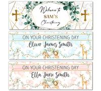 1 x 6FT Large Banner | Personalised Christening Banner | Christening Banner Decorations | Christening Props | Christening Banner Background Decorations | Christening Banner for Mum | Boy Blue