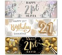 1 x 6FT Large Personalised Birthday Banner | 21st Birthday Decorations | Grey Design