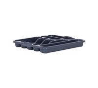 1 x 7 Compartment Large Cutlery Tray High Grade Durable Plastic Cutlery Storage Organiser Utensil Tray Flatware & Silverware Holder Stand Caddy Kitchen Drawers Spoon Forks Knives (Navy)