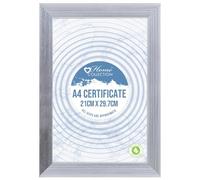 1 X A4 Picture Frames Photo Frame Set MDF Wood With Real Glass Front 21 x 29.7 cm Photo Frames Certificate Frame Art Print Poster Frame Wall-Mountable & Freestanding For Office Home (Silver)