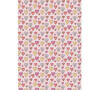 1 x A4 Printed Sheet of Multi-coloured Hearts on Pink Background Decor Icing Sheet Wallpaper Edible Cake Topper Decorated Sheet - Perfect for Valentines Day/Weddings