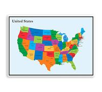 1 x A5 United States Map Vinyl Stickers - USA America Travel Sticker #34770_A5 (A5)