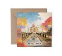 1 x Agra India Greeting Card - Taj Mahal Travel Modern Art Gift #72092