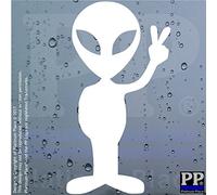 1 x Alien Peace-WHITE-Car,Van,Door,Window,Sticker,Sign,Internal,External,Space,Ship,UFO,Paul,Flying,Fly,Moon,ET,Xbox,PS4