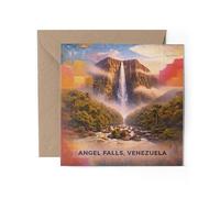 1 x Angel Falls Venezuela Greeting Card - Waterfall Travel Modern Art Gift #72120