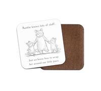 1 x Auntie Fox Coaster - Cute Aunty Illustration Thank You Family Birthday Gift #71482